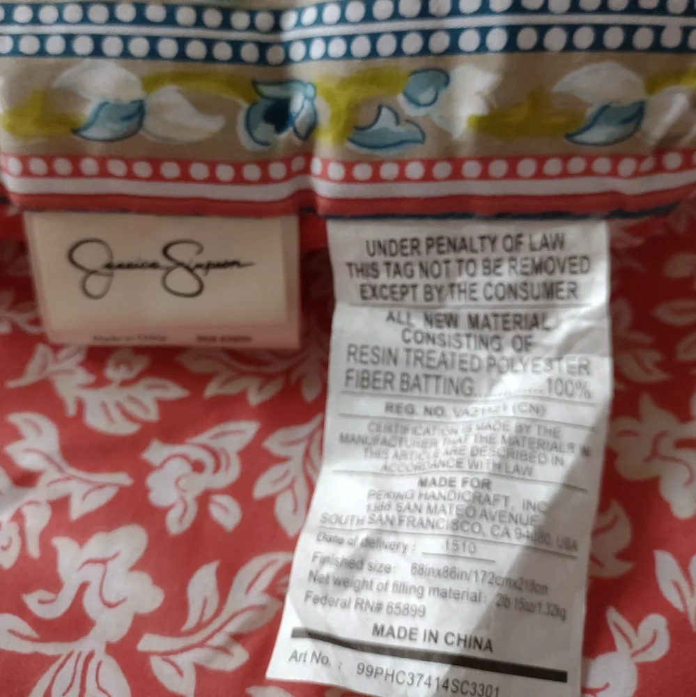 2 Items Jessica Simpson medallion comforter 1 embroidered sham coral floral